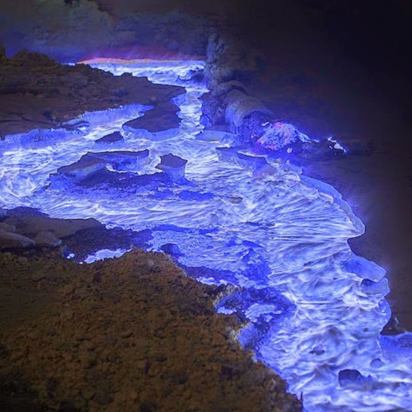 A Lava Azul do Vulcão Kawah Ijen na Indonésia